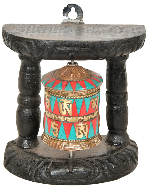 Tibetan Buddhist Brass Prayer Wheel Statue Small Size