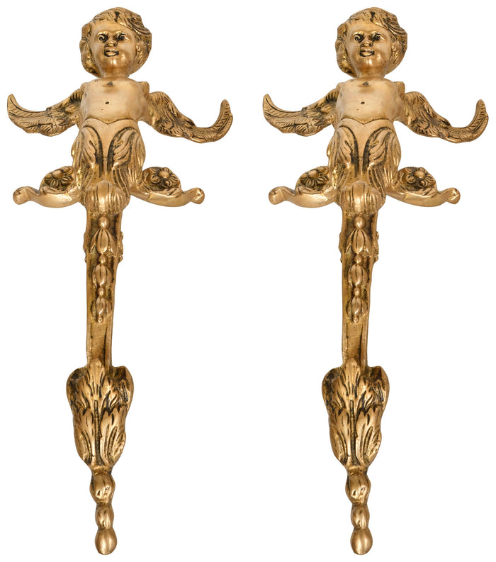Angel Door Handles Brass Pair Handmade Statues