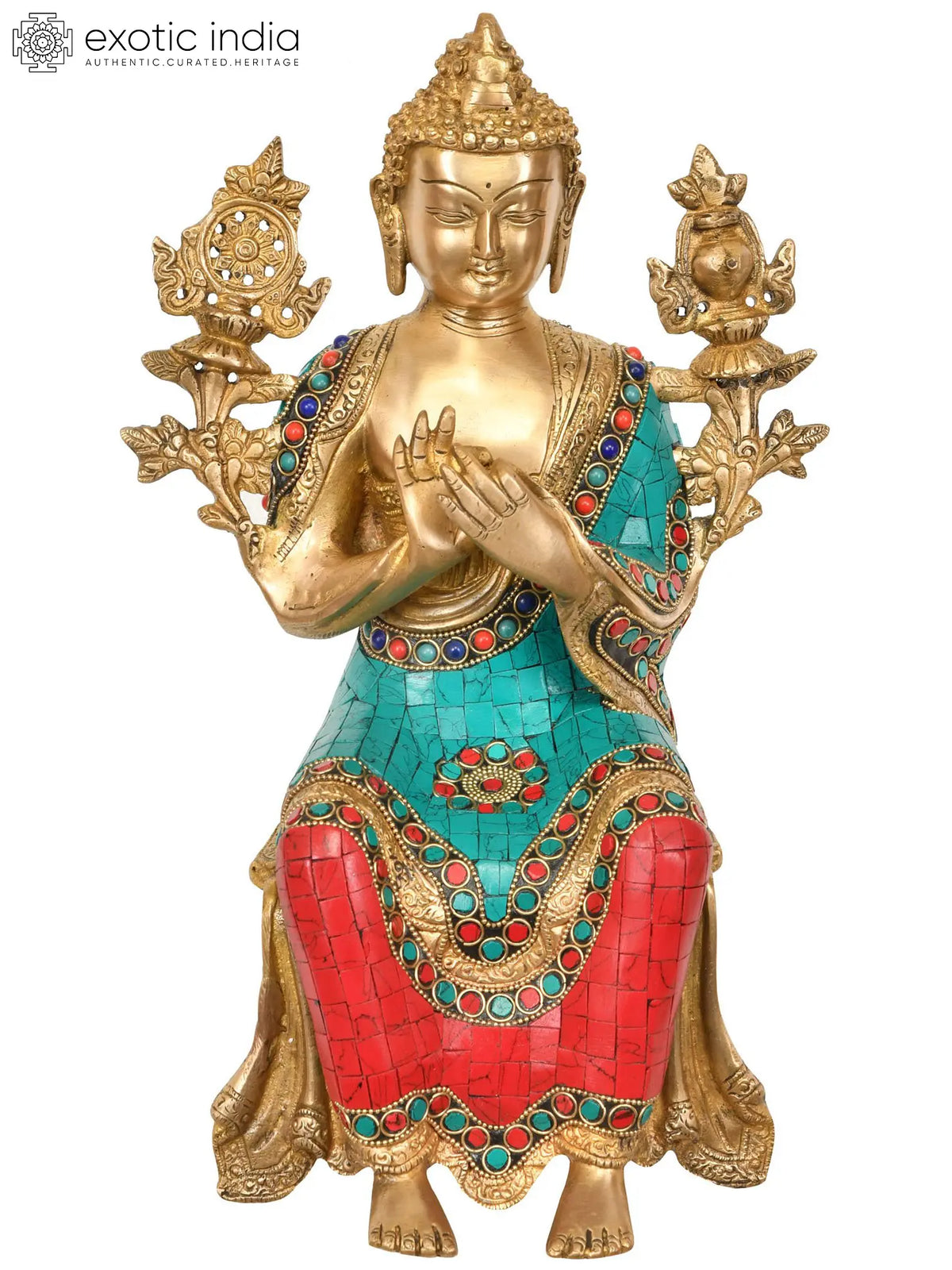14" Tibetan Buddhist Deity Maitreya Buddha (To Be Seated on Edge of The Table) In Brass | Handmade | Made In India