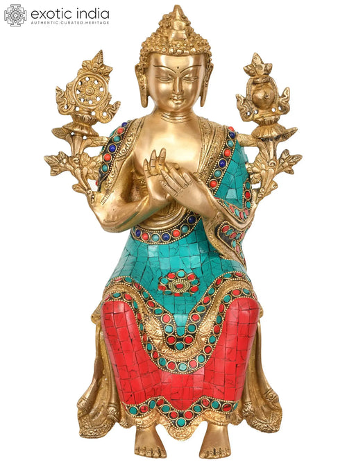 14" Tibetan Buddhist Maitreya Buddha Brass Statue Handmade