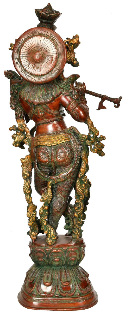 30" Lord Krishna In Brass | Handmade | Made In India
