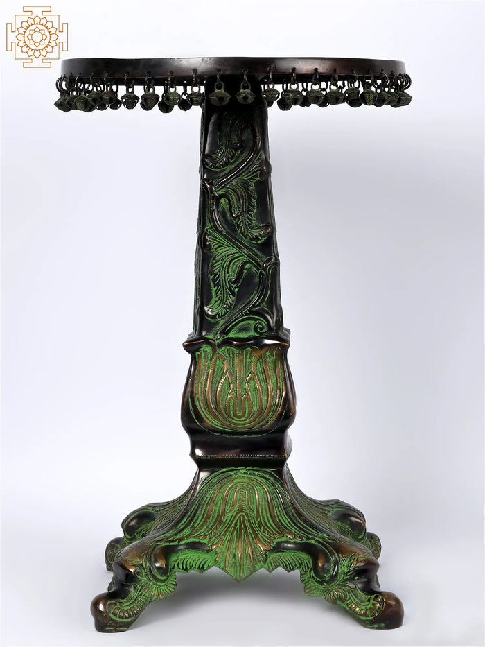 Brass Decorated Pedestal with Ghungroos Statue