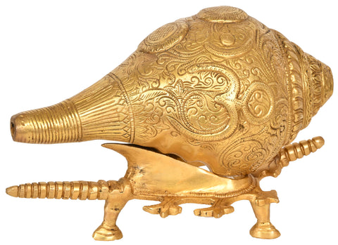 9" Ganesha Conch in Brass | Handmade | Made in India