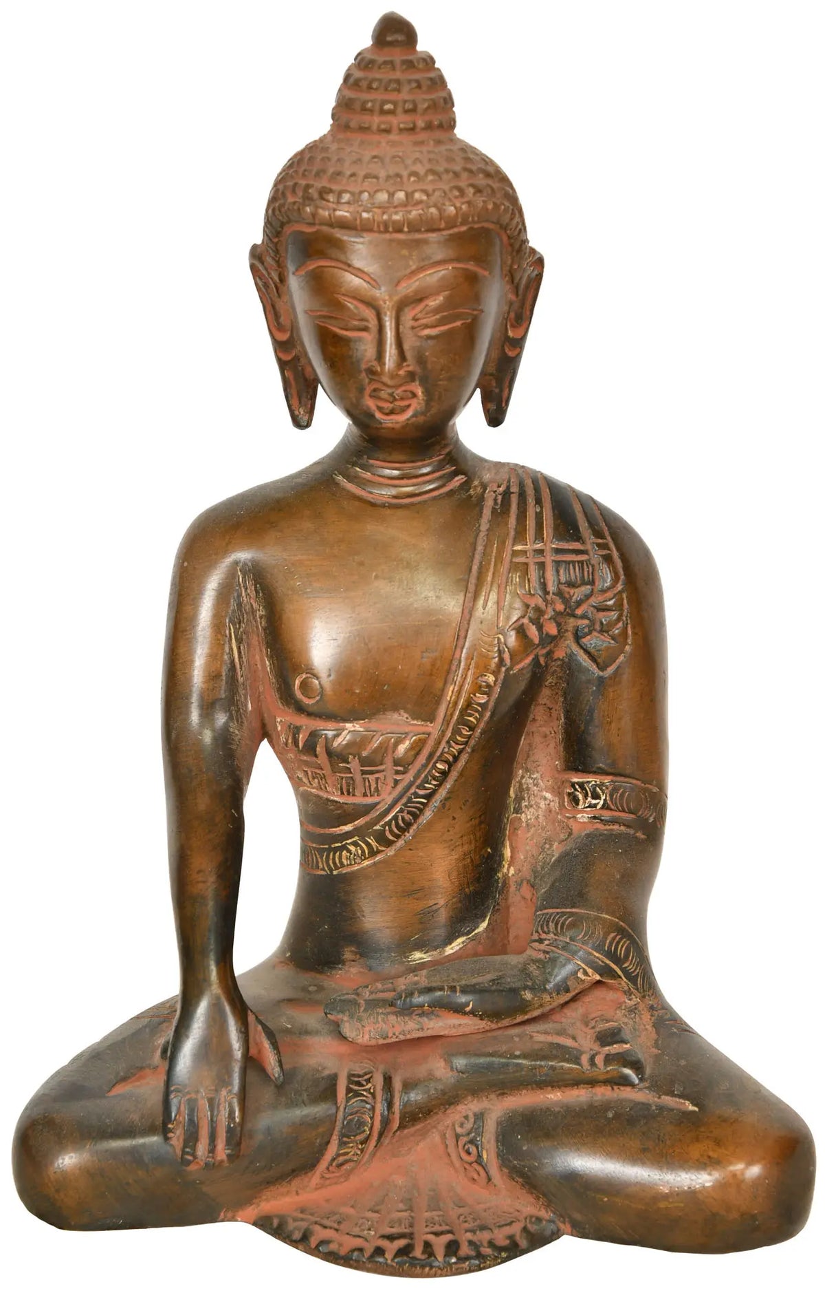 6" Bhumisparsha Buddha (Tibetan Buddhist Deity) In Brass | Handmade | Made In India