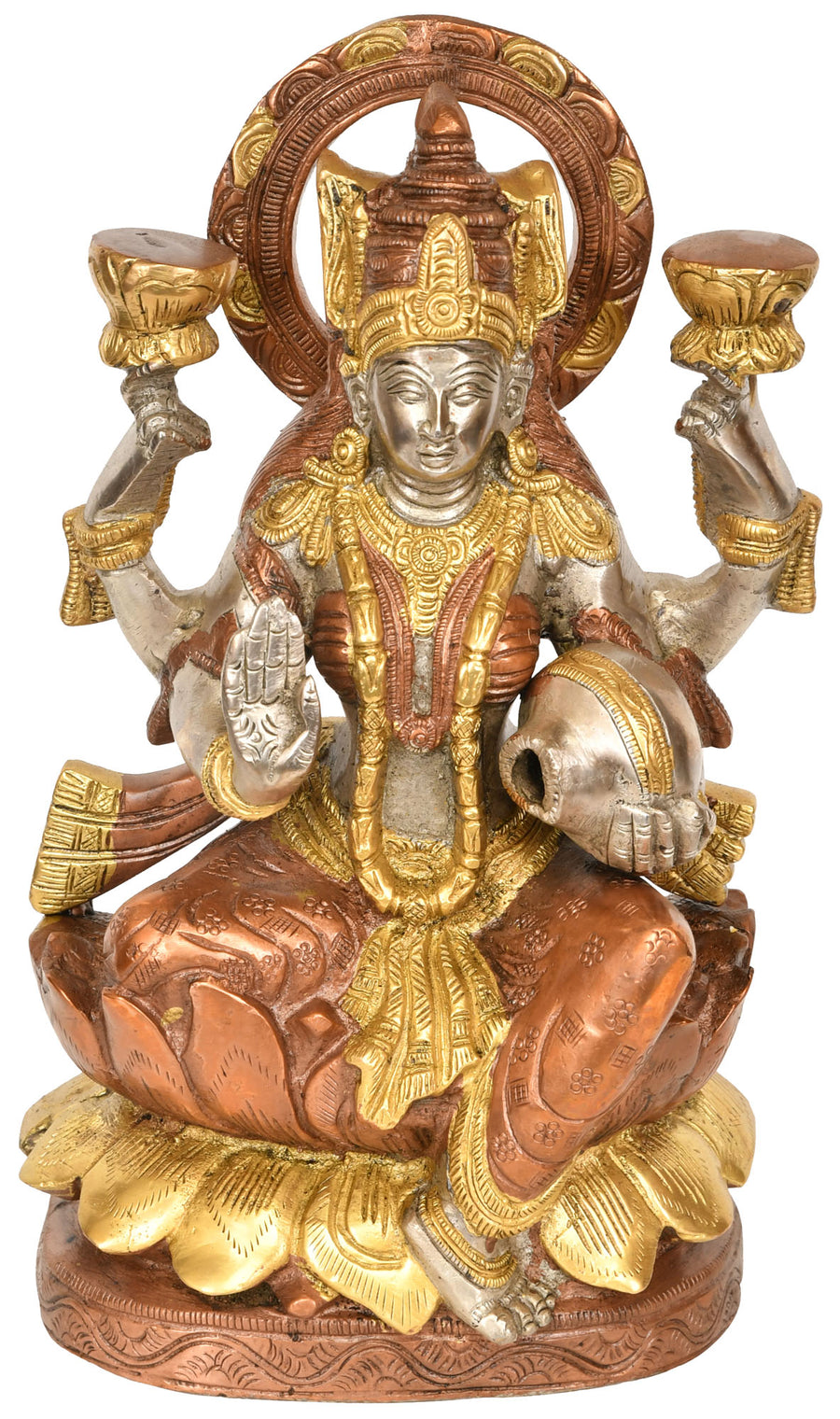 11" Handmade Goddess Lakshmi Brass Statue for Pooja
