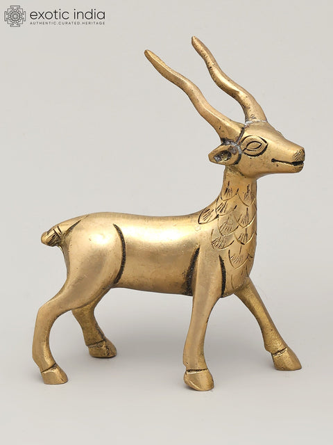 Pair of Deer Brass Figurines | Animal Statue for Decor