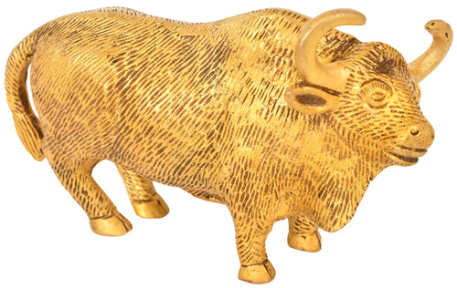 Brass Bull Figurine Handmade Animal Statue for Home Decor
