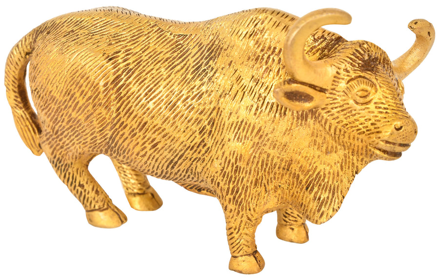 Brass Bull Figurine Handmade Animal Statue for Home Decor