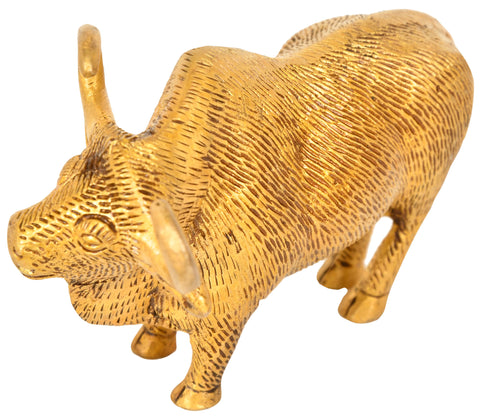 Brass Bull Figurine | Animal Statue for Decor