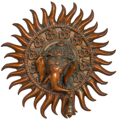 10" Ganesha Mukhamandala Brass Wall Hanging Handmade