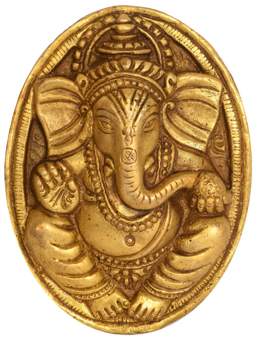 Lord Ganesha Brass Wall Hanging Statue