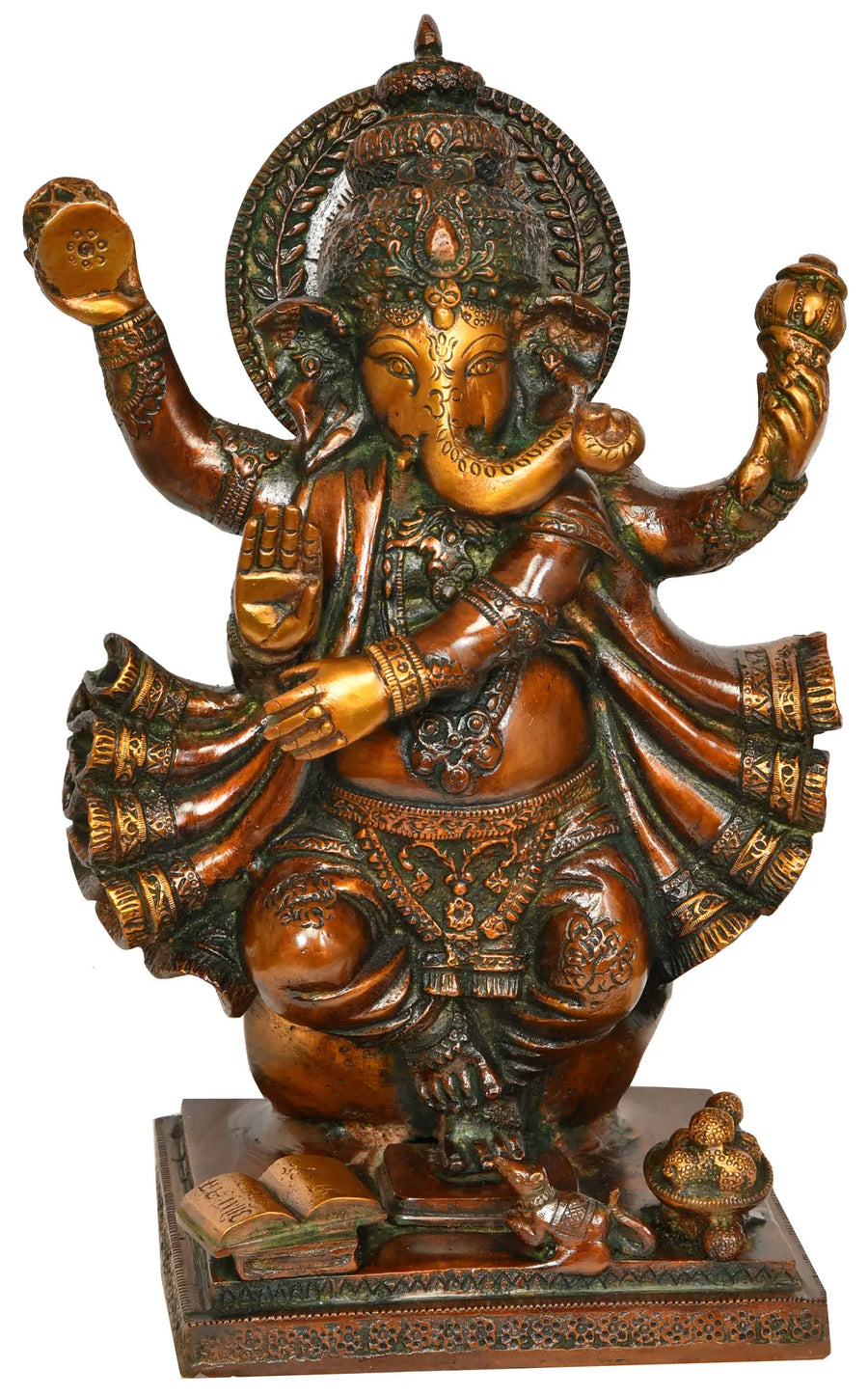 13" Handmade Dancing Ganesha Brass Statue