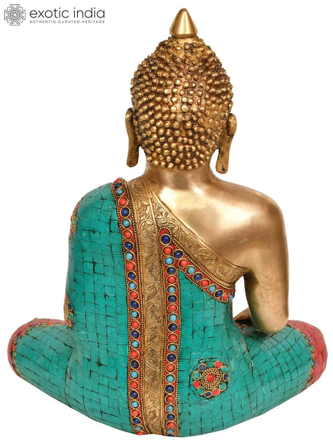14" Lord Buddha in Bhumisparsha Mudra In Brass | Handmade | Made In India