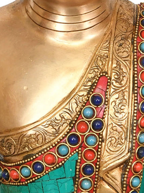 14" Lord Buddha in Bhumisparsha Mudra In Brass | Handmade | Made In India