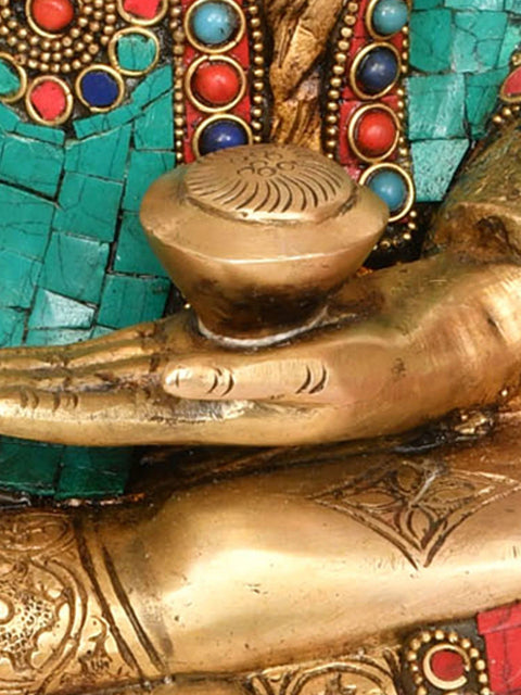 14" Lord Buddha in Bhumisparsha Mudra In Brass | Handmade | Made In India