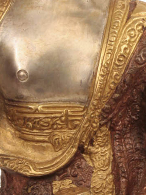 12" Lord Bhumisparsha Buddha (Robes Decorated with the Scenes from His Life) In Brass | Handmade | Made In India
