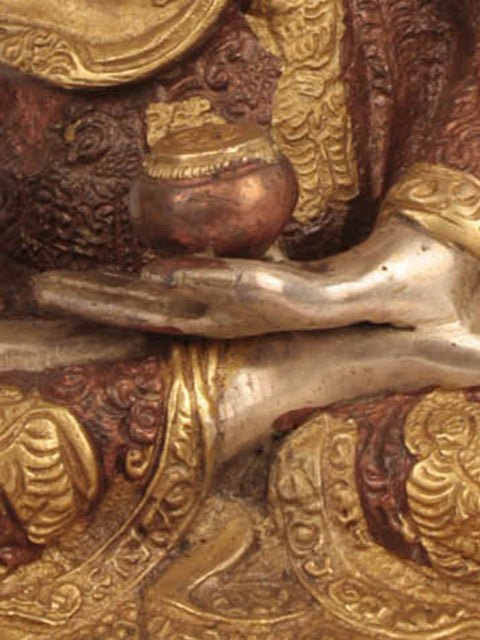 12" Lord Bhumisparsha Buddha (Robes Decorated with the Scenes from His Life) In Brass | Handmade | Made In India