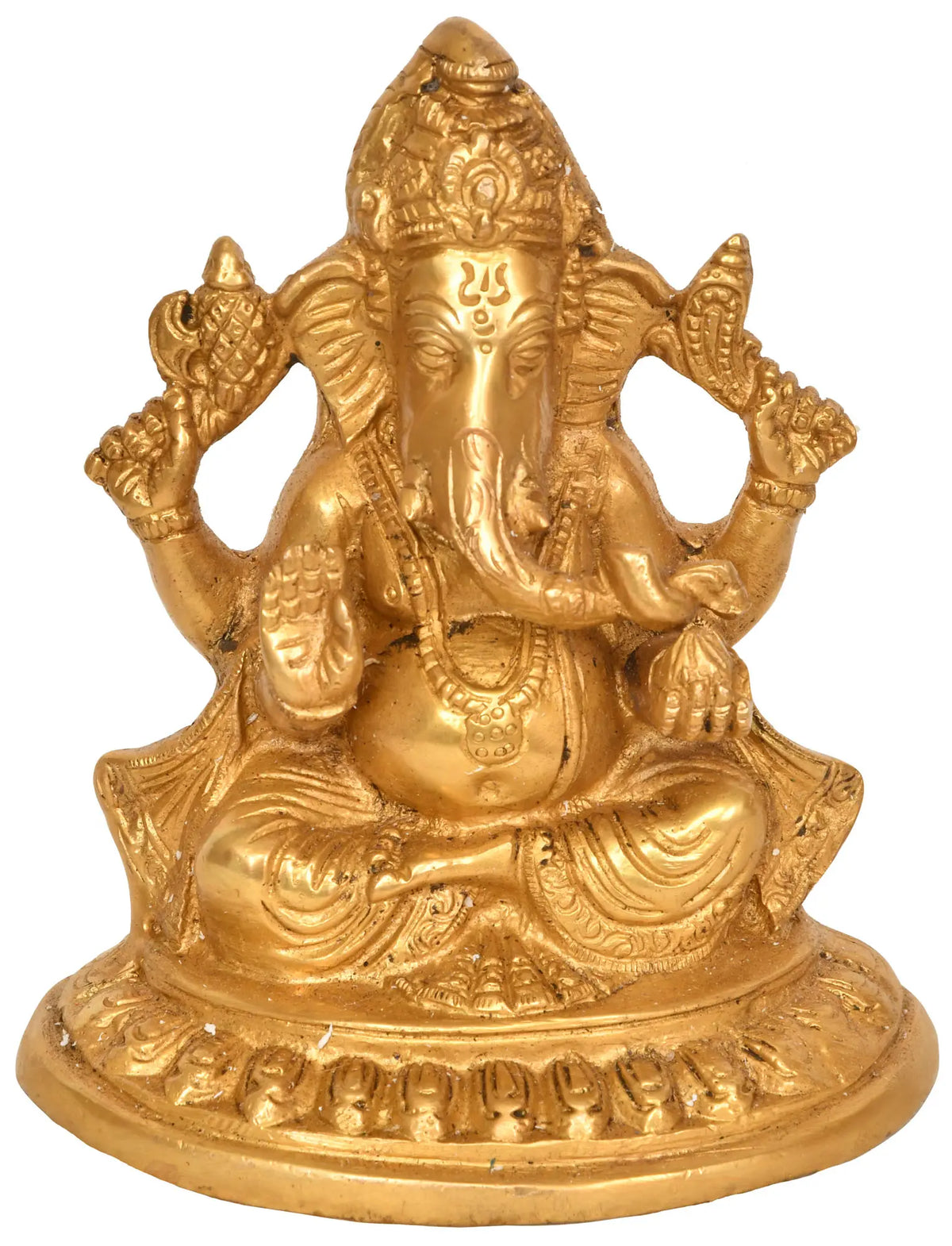 6" Bhagawan Ganesha in Ashirwad Mudra In Brass | Handmade | Made In India