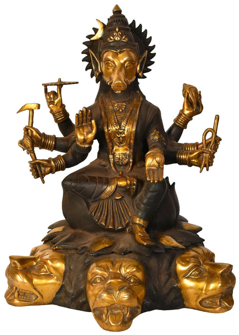20" Devi Varahi Brass Statue - Goddess of Darkness | Handmade | Made in India