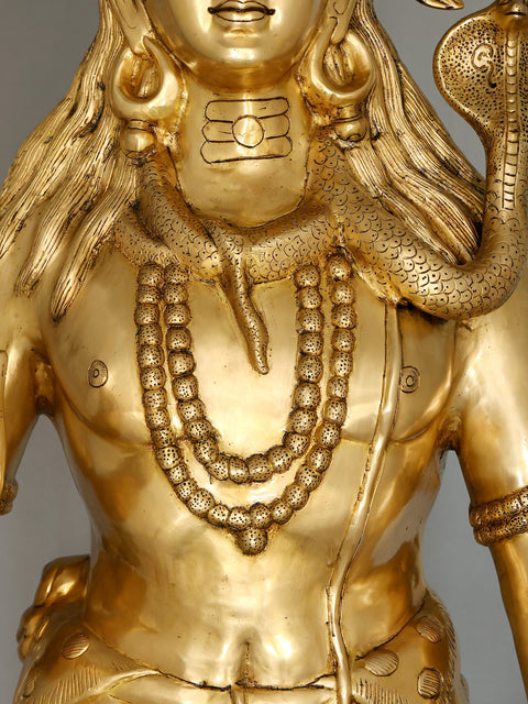 84" Huge Standing Lord Shiva with Trishul | Brass Statue | Made In India
