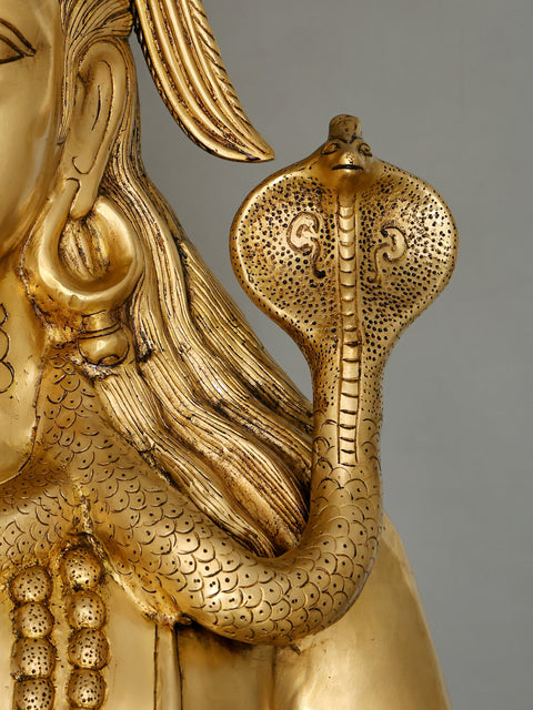 84" Huge Standing Lord Shiva with Trishul | Brass Statue | Made In India