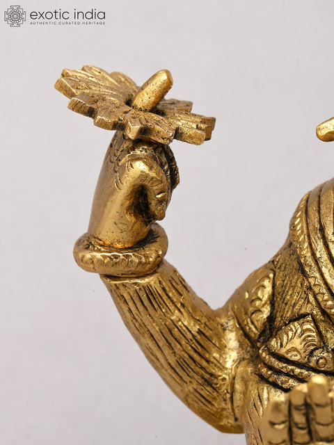 6" Small Blessing Lord Varaha In Brass | Handmade | Made In India