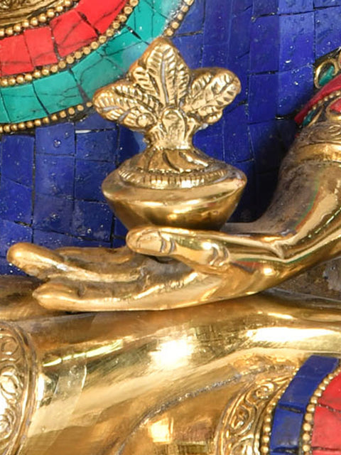 10" Tibetan Buddhist Deity Medicine Buddha In Brass | Handmade | Made In India