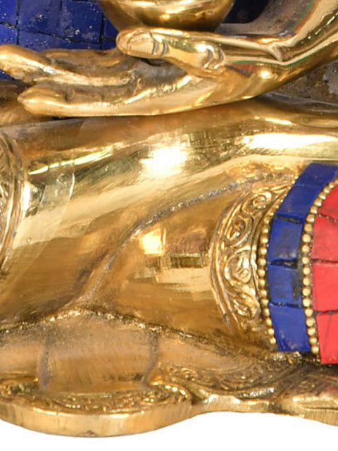 10" Tibetan Buddhist Deity Medicine Buddha In Brass | Handmade | Made In India