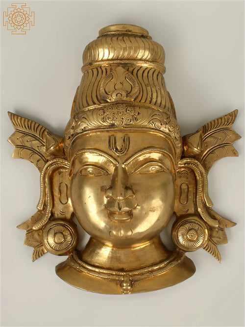 14" Handmade Devi Mask Brass Wall Hanging Swamimalai