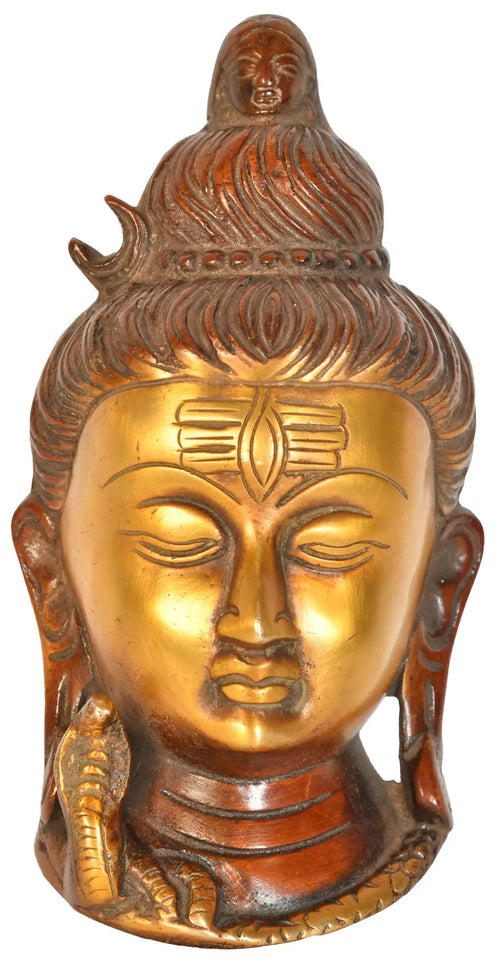 5" Lord Shiva Brass Wall Hanging Mask Handmade