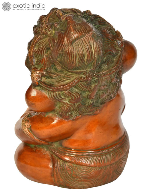8" Cute Baby Ganesha Brass Statue | Handmade | Made in India