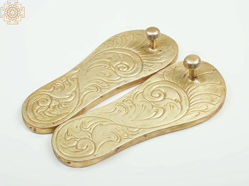 11" Handmade Brass Khadau Paduka Statue