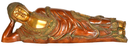 20" Parinirvana Buddha Tibetan Brass Statue Handmade