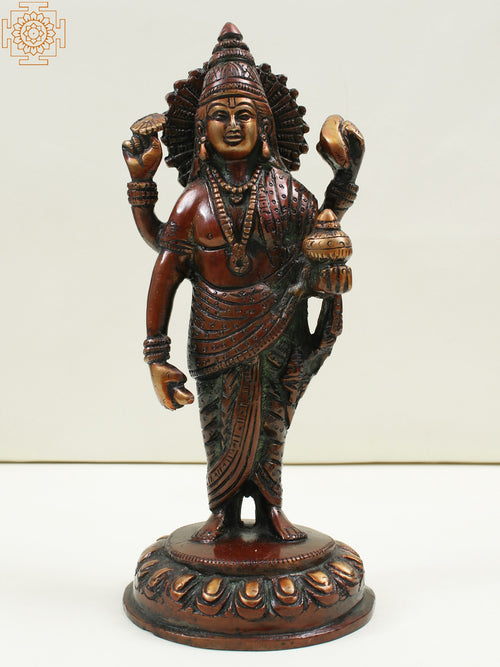 7" Dhanvantari Handmade Brass Statue for Pooja