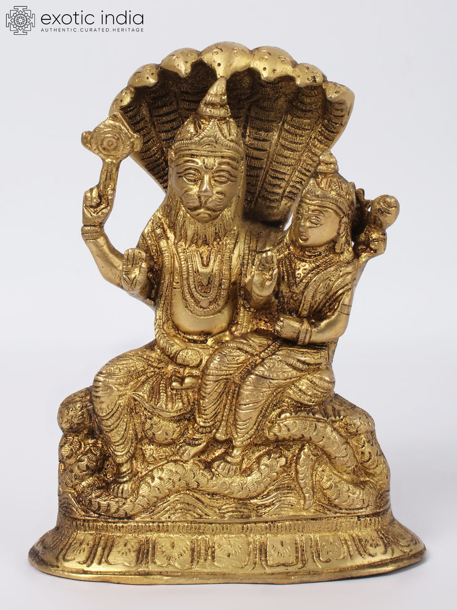 7" Narasimha Lakshmi Brass Idol Handmade