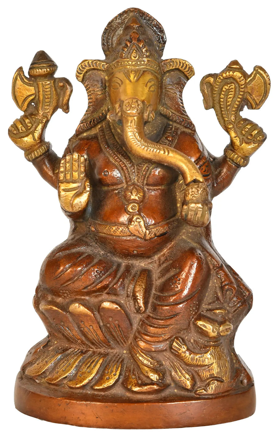 6" Bhagawan Ganesha Handmade Brass Idol for Pooja