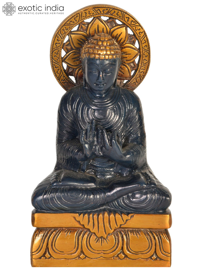 7" Tibetan Buddhist Buddha Dharmachakra Mudra Brass Statue Handmade