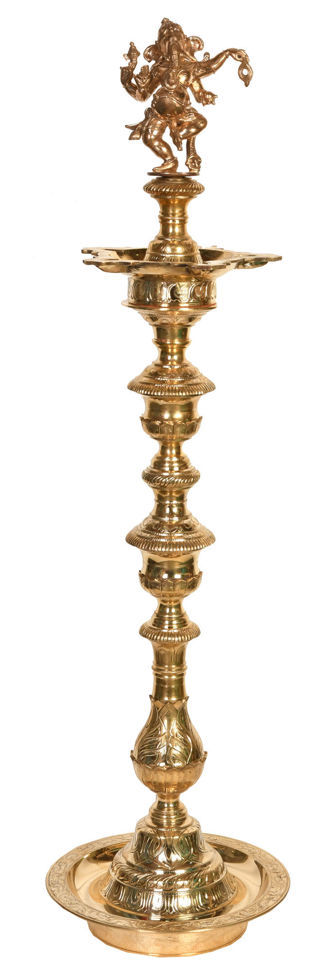 39" Large Dancing Ganesha Brass Ritual Lamp Handmade