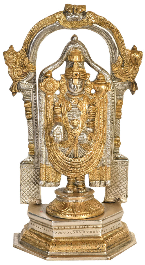 11" Handmade Lord Venkateshvara Balaji Brass Statue for Pooja
