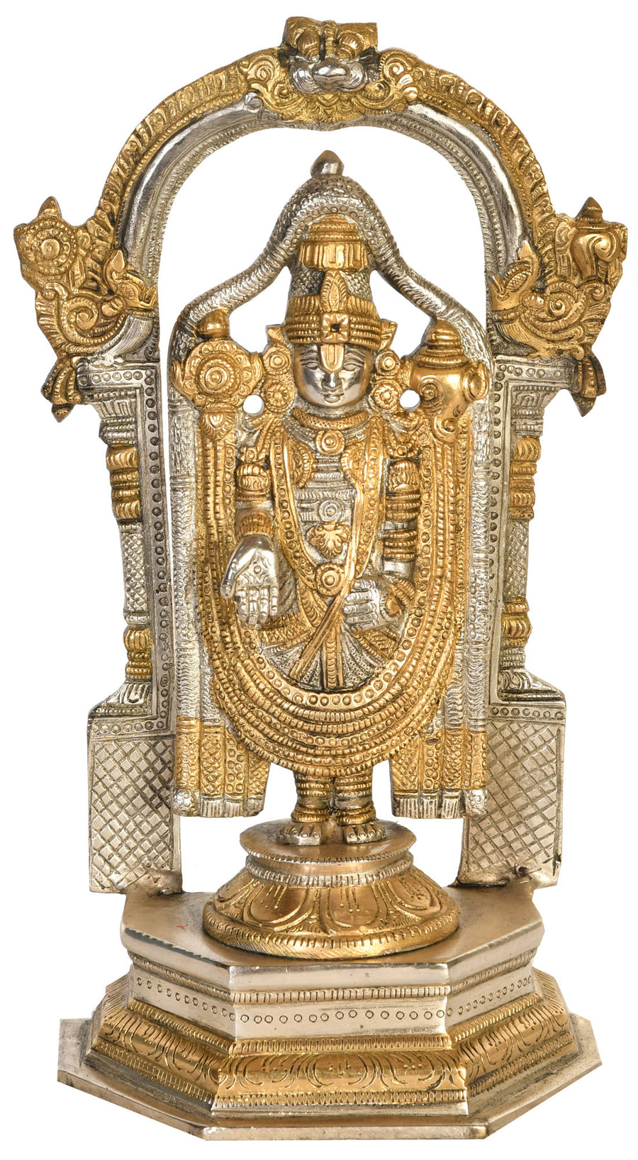11" Handmade Lord Venkateshvara Balaji Brass Statue for Pooja