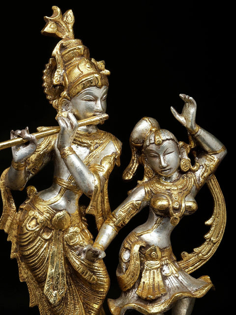 16" Dancing Radha Krishna In Brass | Handmade | Made In India