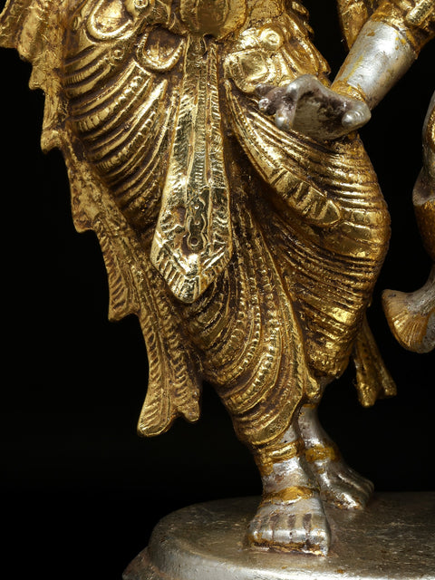 16" Dancing Radha Krishna In Brass | Handmade | Made In India