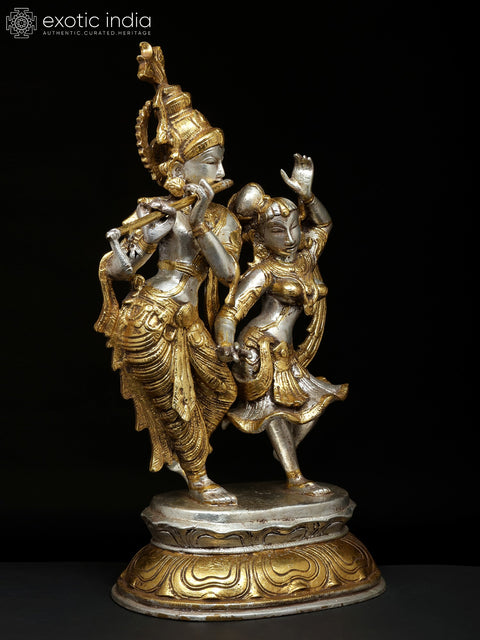 16" Dancing Radha Krishna In Brass | Handmade | Made In India