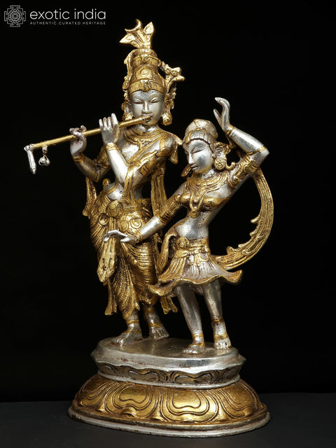 16" Dancing Radha Krishna In Brass | Handmade | Made In India