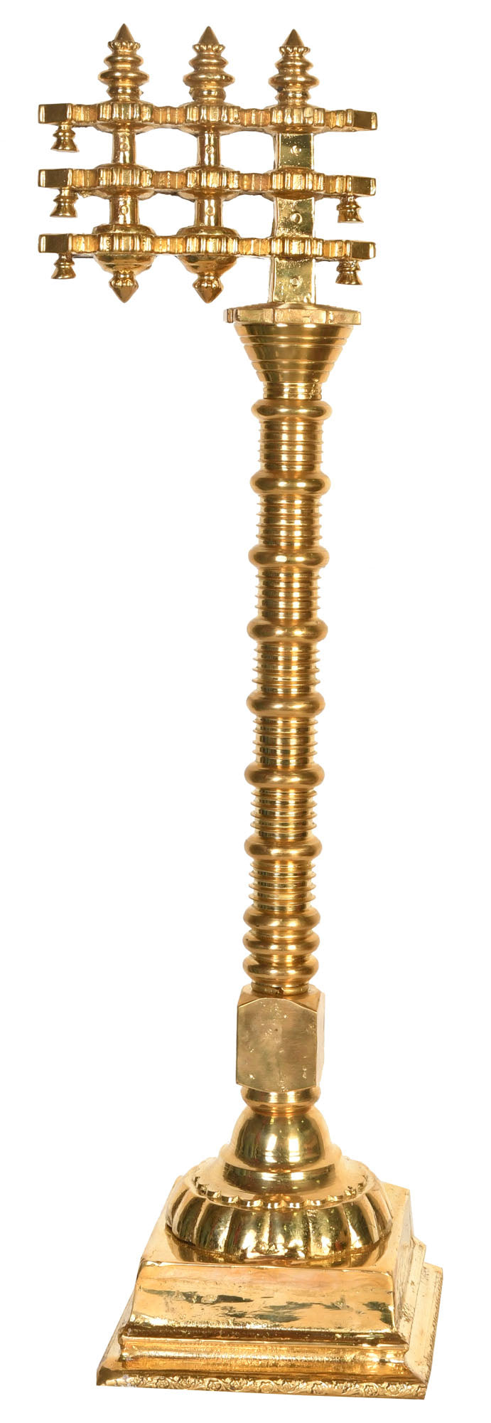 22" Brass Temple Flagstaff Kodimaram Handmade Sculpture