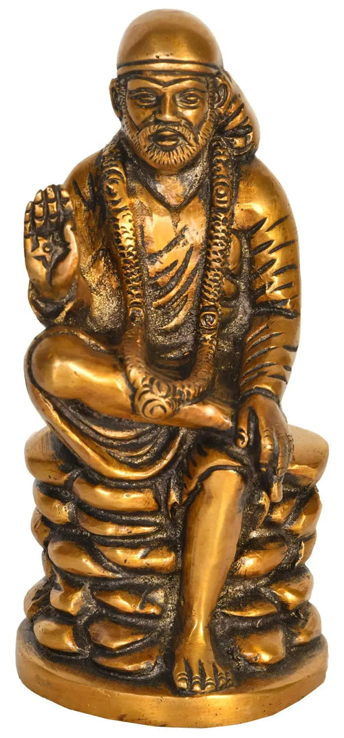 6" Shirdi Sai Baba Brass Statue Handmade for Home Pooja