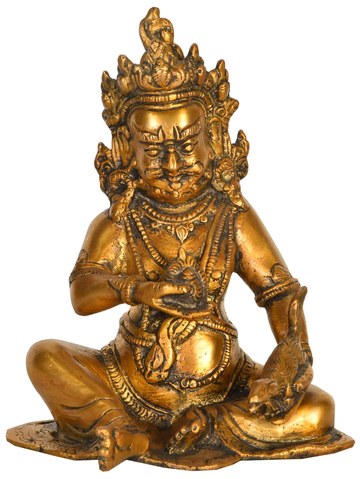 6" Tibetan Buddhist Deity Vaishravana (Kubera) In Brass | Handmade | Made In India