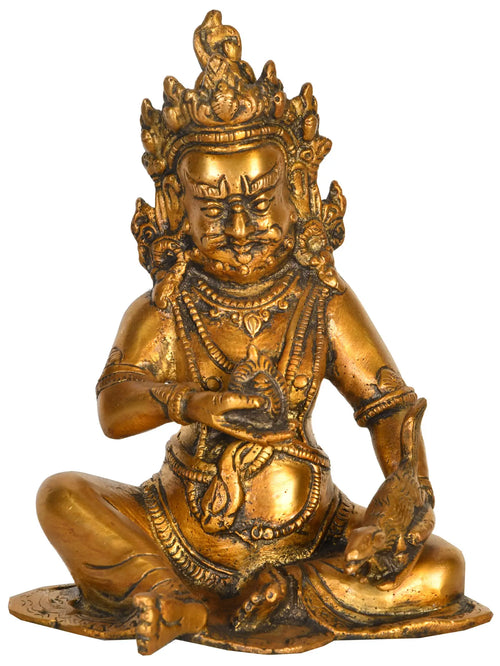 6" Brass Vaishravana Deity Statue Handmade