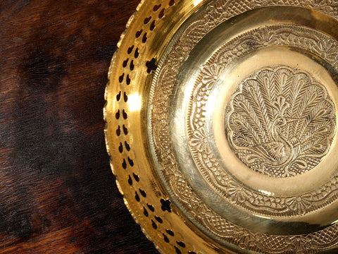 Peacock Fruit Bowl in Brass