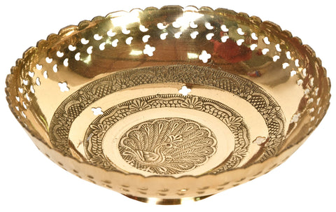 Peacock Fruit Bowl in Brass